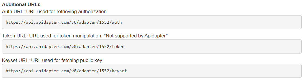Example additional URLs in Apidapter