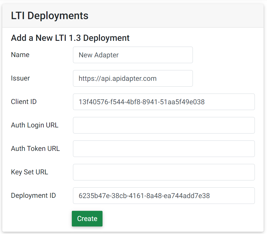 Example new Concourse deployment with Apidapter information